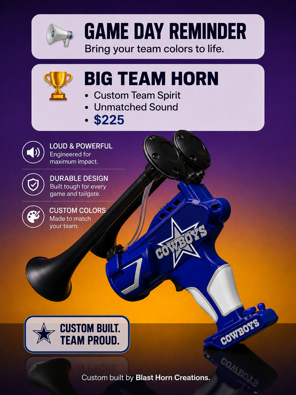 Dallas Cowboys Custom Drill Horn